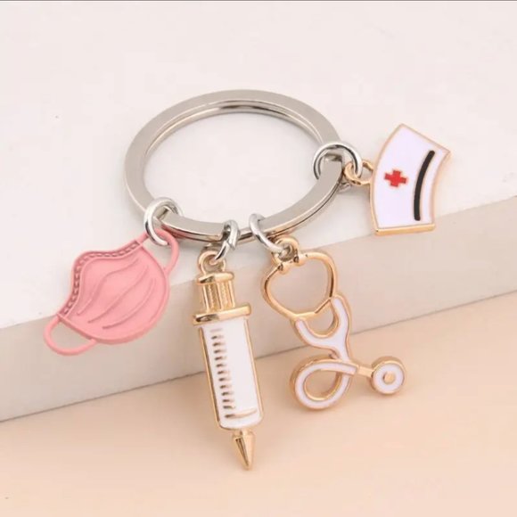 Doctor Nurse Healthcare Worker Charm Keychain - Pink - NWT - Picture 3 of 4